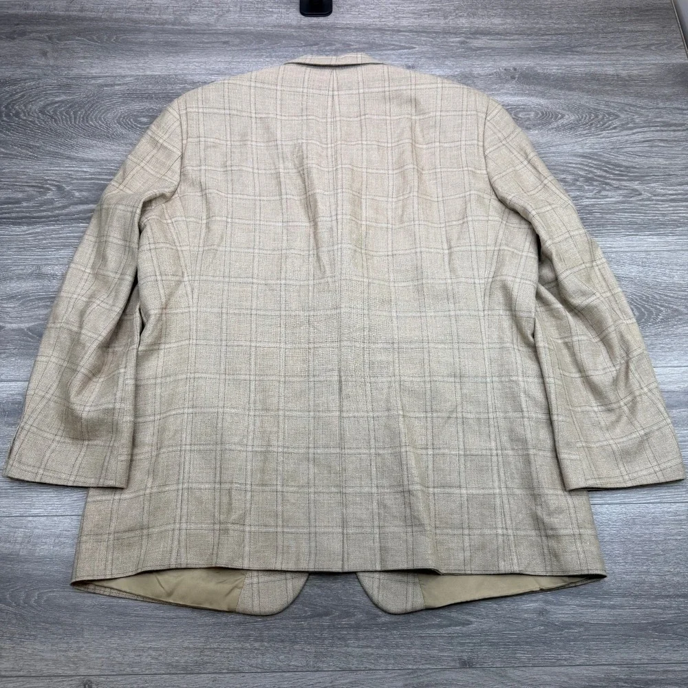 VTG Hugo Boss Sport Coat Mens 48R Beige Neiman Marcus Silk Linen Wool USA Made
